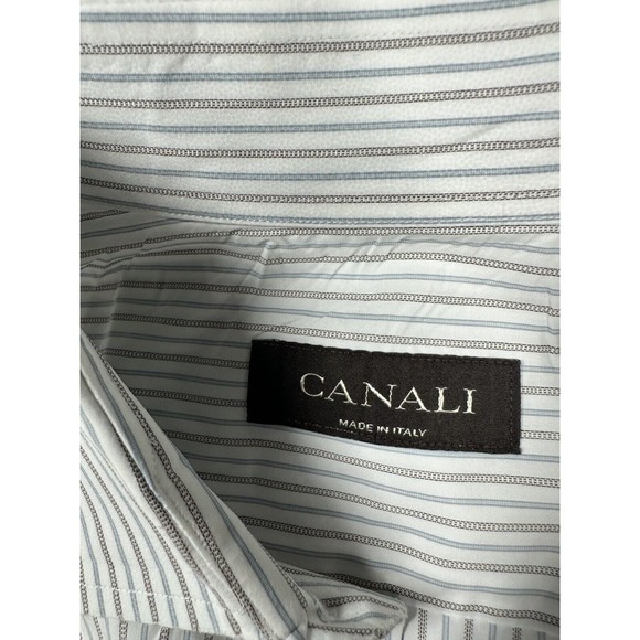 READ- CANALI Made in Italy - Striped Mens 16/41 Dress Shirt Casual - Picture 2 of 10